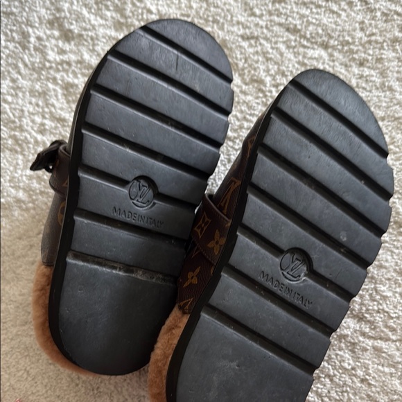 Louis Vuitton Brown Monogram Fur Clogs - Picture 4 of 6